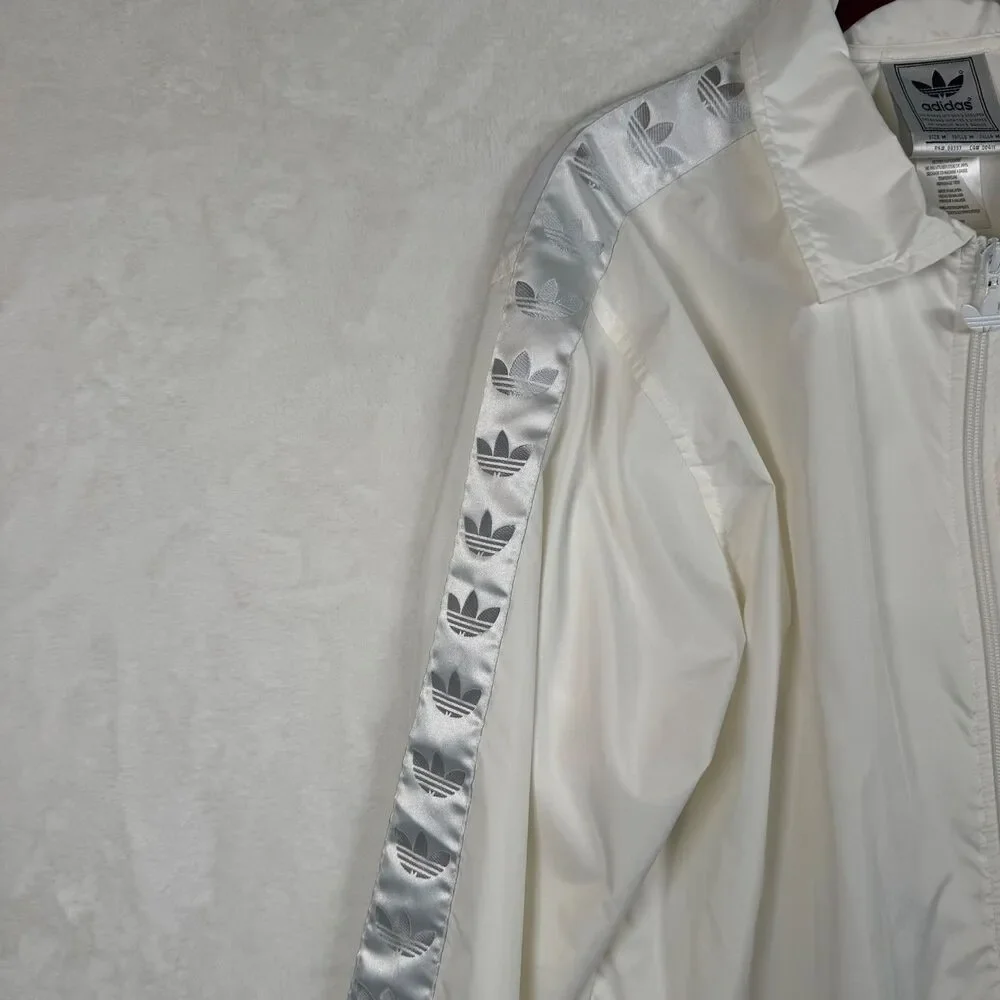 Adidas Originals Trefoil Windbreaker Jacket Men M White Logo Tape Vintage Style